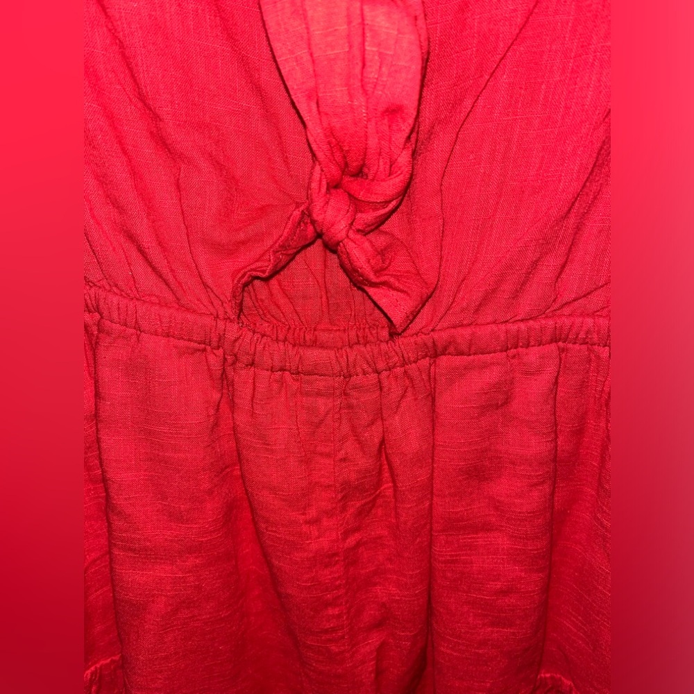 Billabong Red Long-Sleeve Romper with Tie Waist - Picture 9 of 9